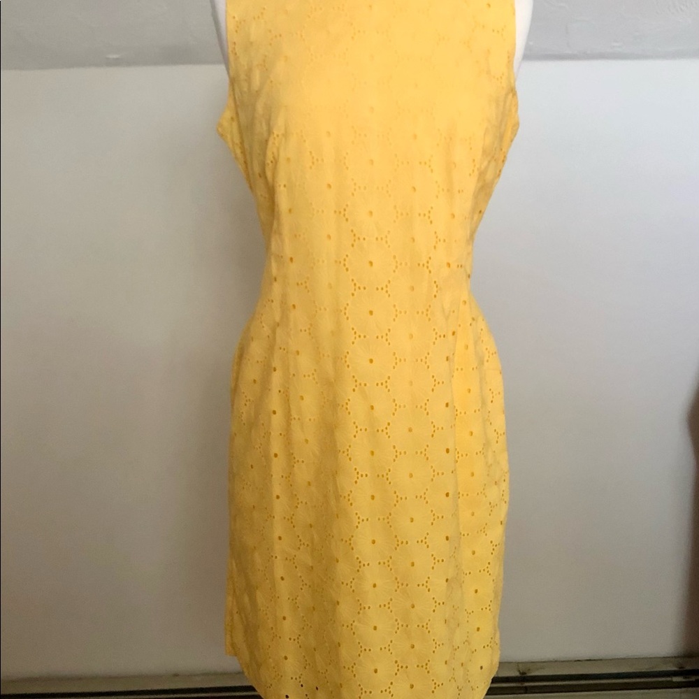 Fun Yellow Spring/Summer Dress - Talbots 14p - Lined with Embroidery Detail - Picture 3 of 8